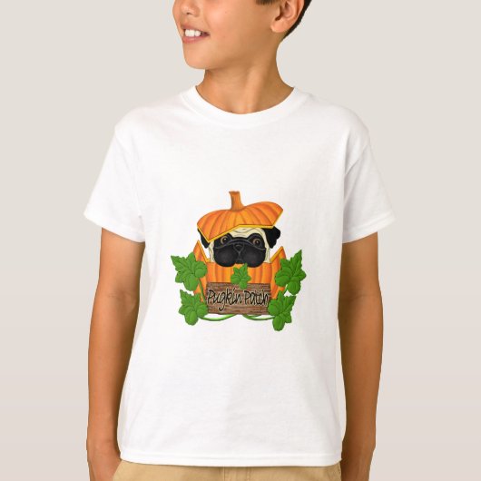 Mops Pumpkin Patch T-Shirt (Vorderseite)