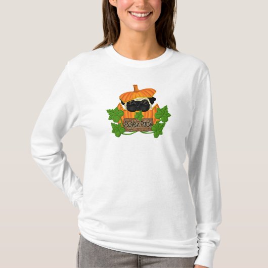 Mops Pumpkin Patch T-Shirt (Vorderseite)