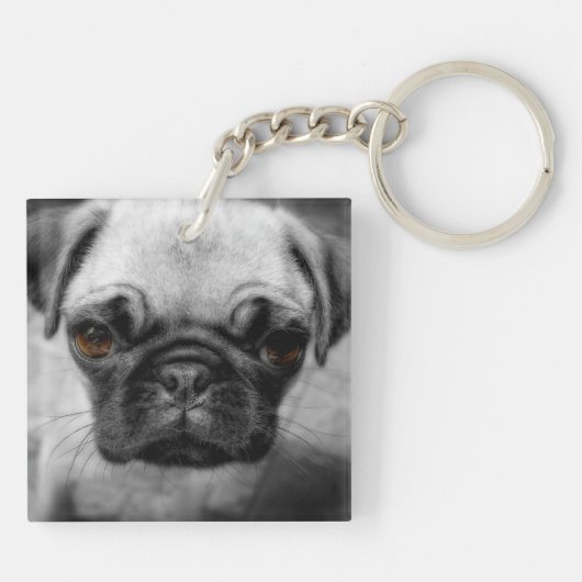 Mops Pup Schlüsselanhänger (Rückseite)