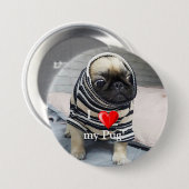 Mops Puppy Button (Vorne & Hinten)