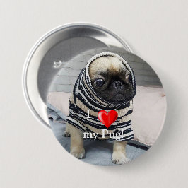 Mops Puppy Button