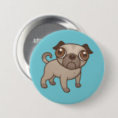 Mops Puppy Cartoon Button (Vorne & Hinten)