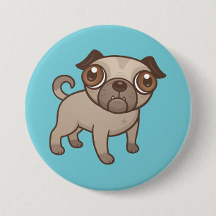 Mops Puppy Cartoon Button