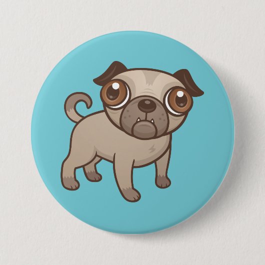 Mops Puppy Cartoon Button (Vorderseite)