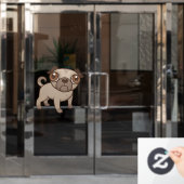 Mops Puppy Cartoon Fensteraufkleber (Büro Tür)