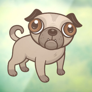 Mops Puppy Cartoon Fensteraufkleber