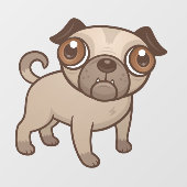 Mops Puppy Cartoon Fensteraufkleber (Blatt)