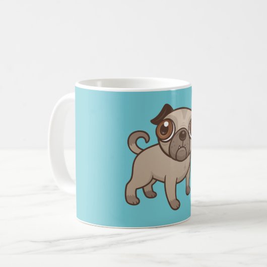 Mops Puppy Cartoon Kaffeetasse (Vorderseite Links)