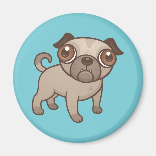 Mops Puppy Cartoon Magnet (Vorne)