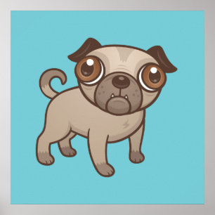 Mops Puppy Cartoon Poster