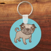 Mops Puppy Cartoon Schlüsselanhänger (Vorderseite)