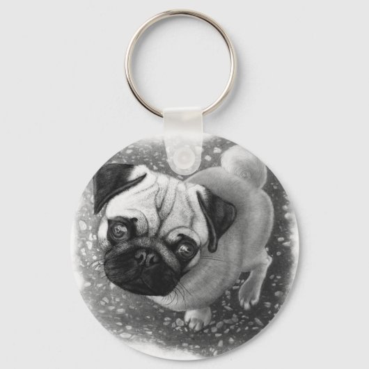 Mops Puppy Dog Art Schlüsselanhänger (Vorderseite)