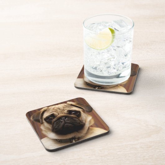 Mops Puppy Dog Getränkeuntersetzer (Rechte Seite)