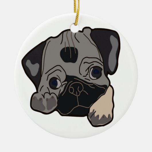 MOPS PUPPY DOG KERAMIKORNAMENT (Vorne)