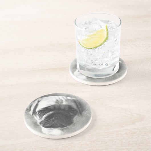 Mops Puppy Dog Sketch Untersetzer (Seite)