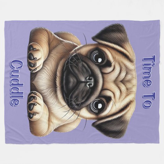Mops Puppy Fleecedecke (Vorderseite (Horizontal))