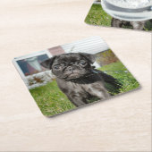 Mops-PUPPY-Papierplatte Rechteckiger Pappuntersetzer (angewinkelt)