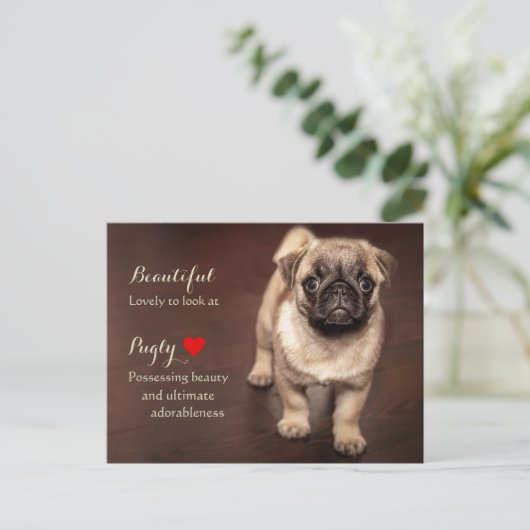Mops Puppy Postkarte (Stehend Vorderseite)