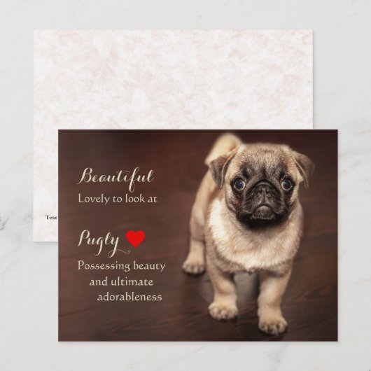 Mops Puppy Postkarte (Vorne/Hinten)