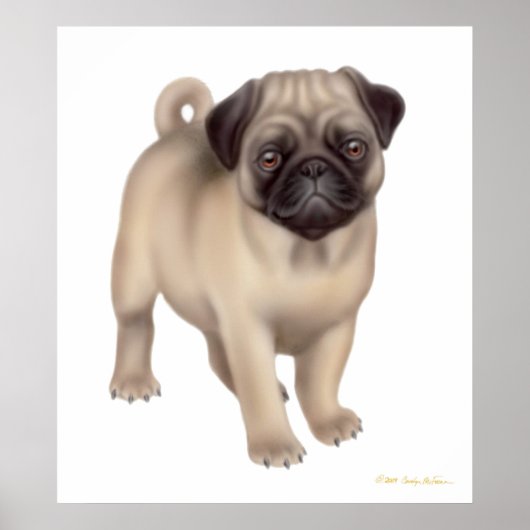 Mops Puppy Print Poster (Vorne)
