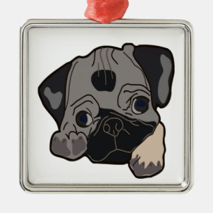 MOPS PUPPY SILBERNES ORNAMENT