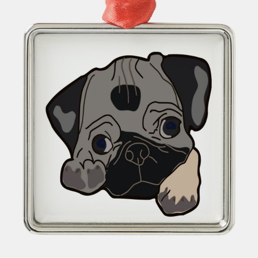 MOPS PUPPY SILBERNES ORNAMENT (Vorne)