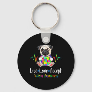 Mops Puzzle Piece Live Liebe Akzeptieren Autismus Schlüsselanhänger