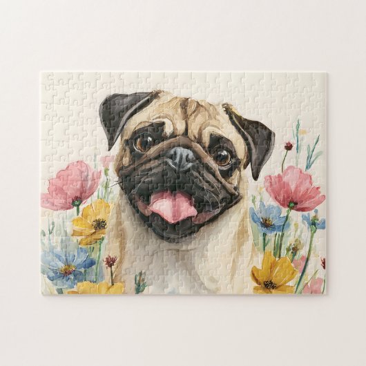 Mops-Puzzle – Wasserfarbe Puzzle (Horizontal)