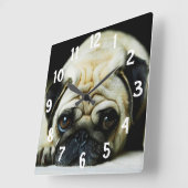 Mops Quadratische Wanduhr (Winkel)