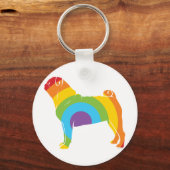 Mops Rainbow Connection! Schlüsselanhänger (Vorderseite)