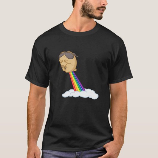 Mops Rainbow Furz T-Shirt (Vorderseite)
