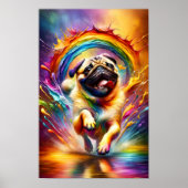 Mops Rainbow Spritzer Kunst, Dichtung und Musik Mo Poster (Vorne)