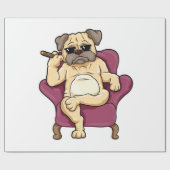 Mops Rauchen Zigar | Echt Cooler Mops Hund Geschenkpapier (Flach)