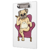 Mops Rauchen Zigar | Echt Cooler Mops Hund Klemmbrett (Links)