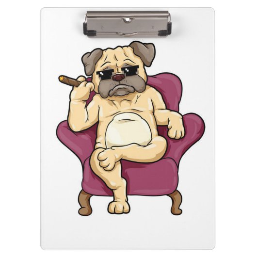 Mops Rauchen Zigar | Echt Cooler Mops Hund Klemmbrett (Vorderseite)