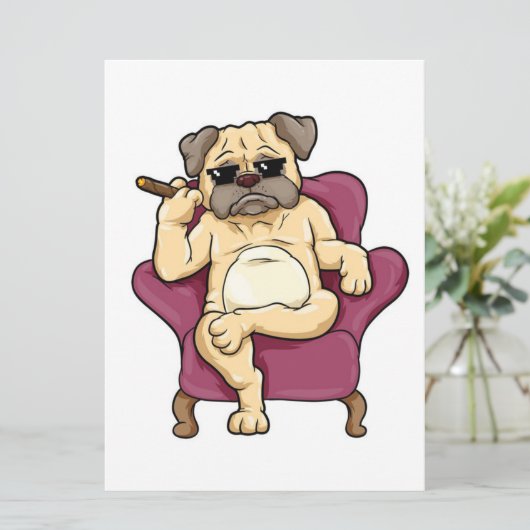 Mops Rauchen Zigar | Echt Cooler Mops Hund Menükarte (Stehend Vorderseite)