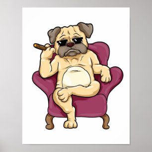 Mops Rauchen Zigarre  Echt Cooler Mops Hund Poster
