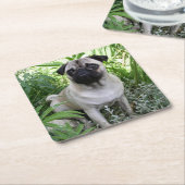 Mops Rechteckiger Pappuntersetzer (angewinkelt)
