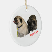 Mops-Regel-Weihnachtsverzierung Keramik Ornament (Rechts)