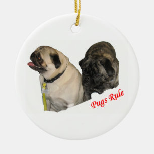Mops-Regel-Weihnachtsverzierung Keramik Ornament
