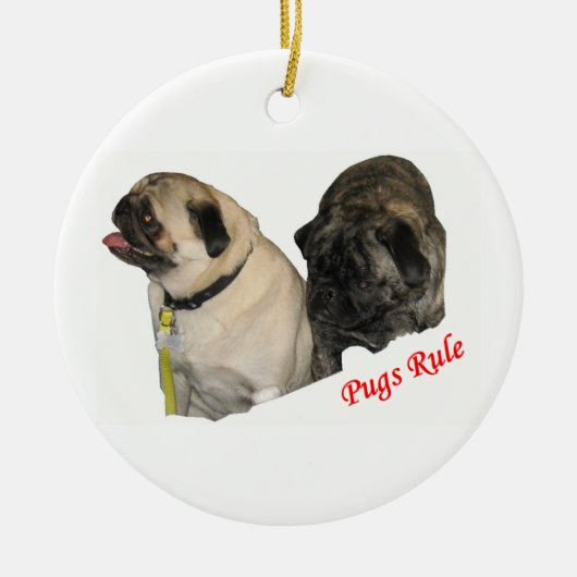 Mops-Regel-Weihnachtsverzierung Keramik Ornament (Vorne)