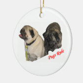 Mops-Regel-Weihnachtsverzierung Keramik Ornament (Links)