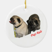 Mops-Regel-Weihnachtsverzierung Keramik Ornament (Hinten)