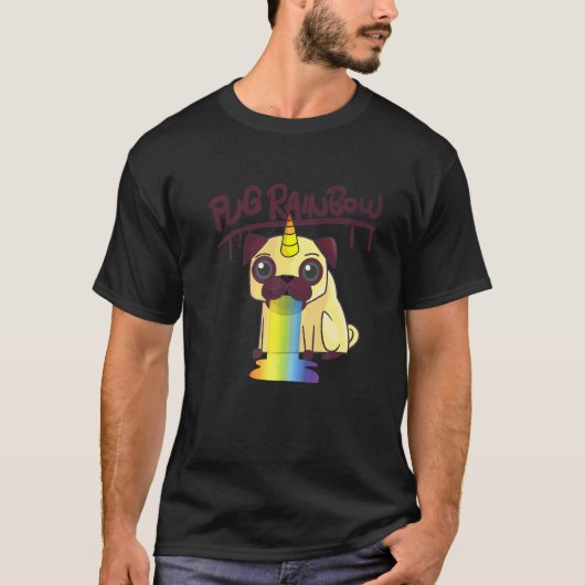 Mops Regenbogen Mopsicorn für Mops & Einhorn T-Shirt (Vorderseite)