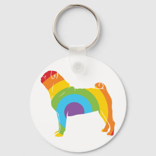 Mops-Regenbogen-Verbindung! Schlüsselanhänger