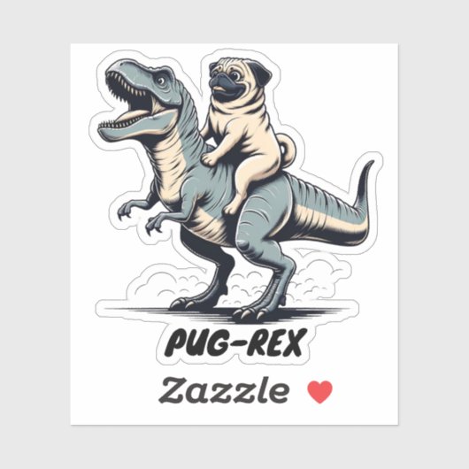 Mops reiten ein Dinosaurier Tiergeschenk Aufkleber (Blatt)