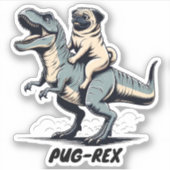 Mops reiten ein Dinosaurier Tiergeschenk Aufkleber (Vorderseite)