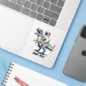 Mops reiten ein Dinosaurier Tiergeschenk Aufkleber (Laptop mit iPhone)