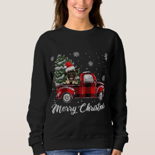 Mops Reiten Red Truck Weihnachtsbaum Hund Lover Sweatshirt