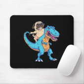 Mops reitet T-Rex surft Dinosaurier Lustiger Hunde Mousepad (Mit Mouse)